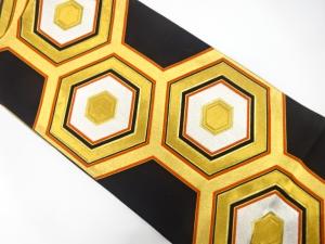 アンティーク　重ね亀甲模様織り出し袋帯（着用可）